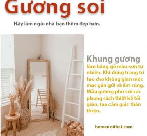 Gương soi toàn thân đứng mộc mạc.