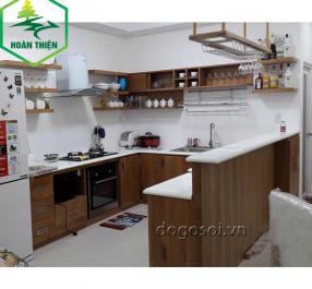  Tủ bếp gỗ sồi Mỹ kiểu dáng đơn giản