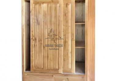 TỦ ÁO CỬA LÙA GỖ SỒI KIỂU HIỆN ĐẠI