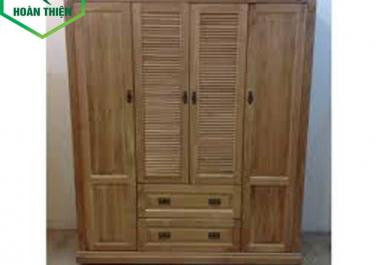 Tủ áo gố sồi 1,8m 4 cánh 2 hộc